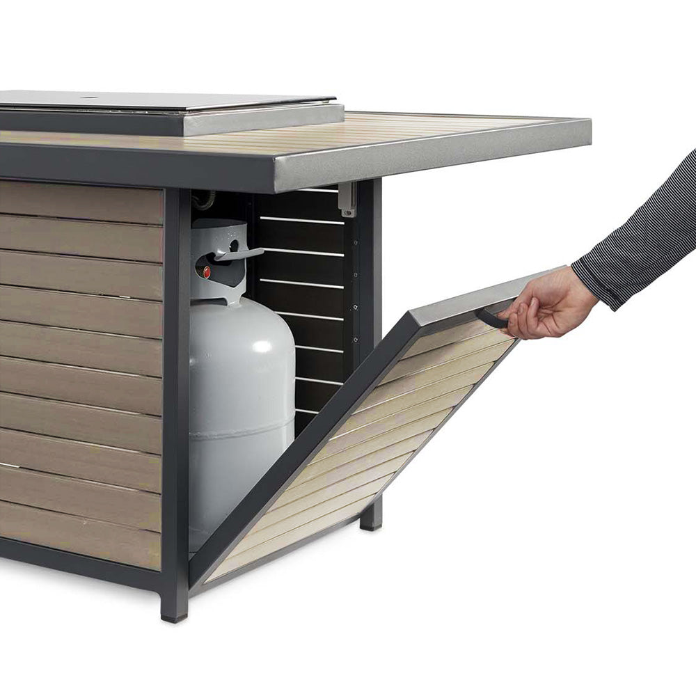 The Outdoor GreatRoom Company BRK-1242-D-K Brooks Linear Dining Height Gas Fire Pit Table, 80x50-Inch