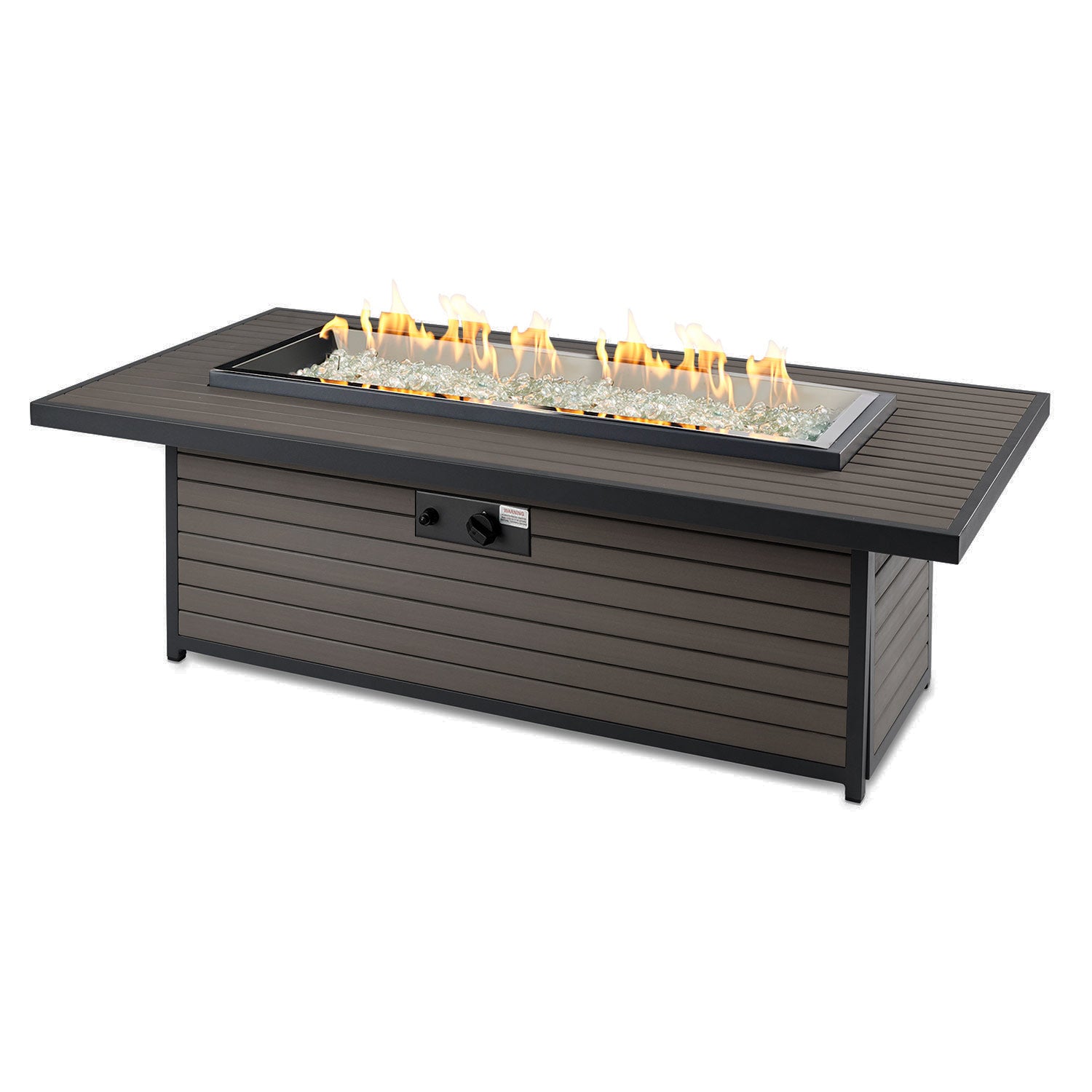 The Outdoor GreatRoom Company BRK-1242-D-K Brooks Linear Dining Height Gas Fire Pit Table, 80x50-Inch