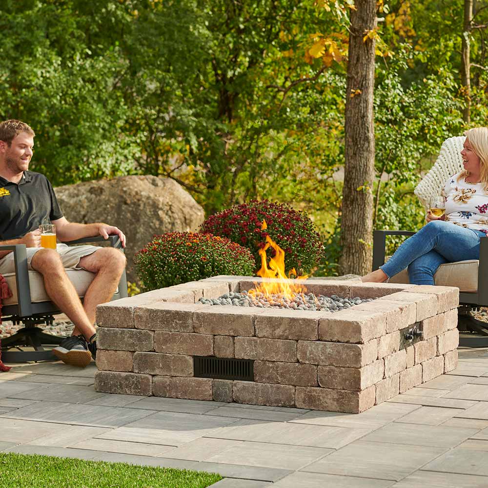 The Outdoor GreatRoom Company BRON5151-K Do-It-Yourself Bronson Square Gas Fire Pit Kit, 51.25x51.25-Inch