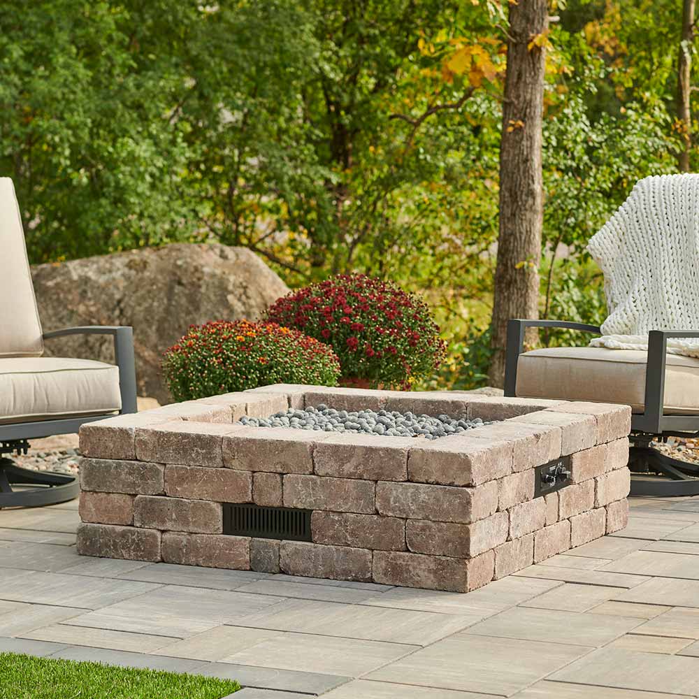 The Outdoor GreatRoom Company BRON5151-K Do-It-Yourself Bronson Square Gas Fire Pit Kit, 51.25x51.25-Inch