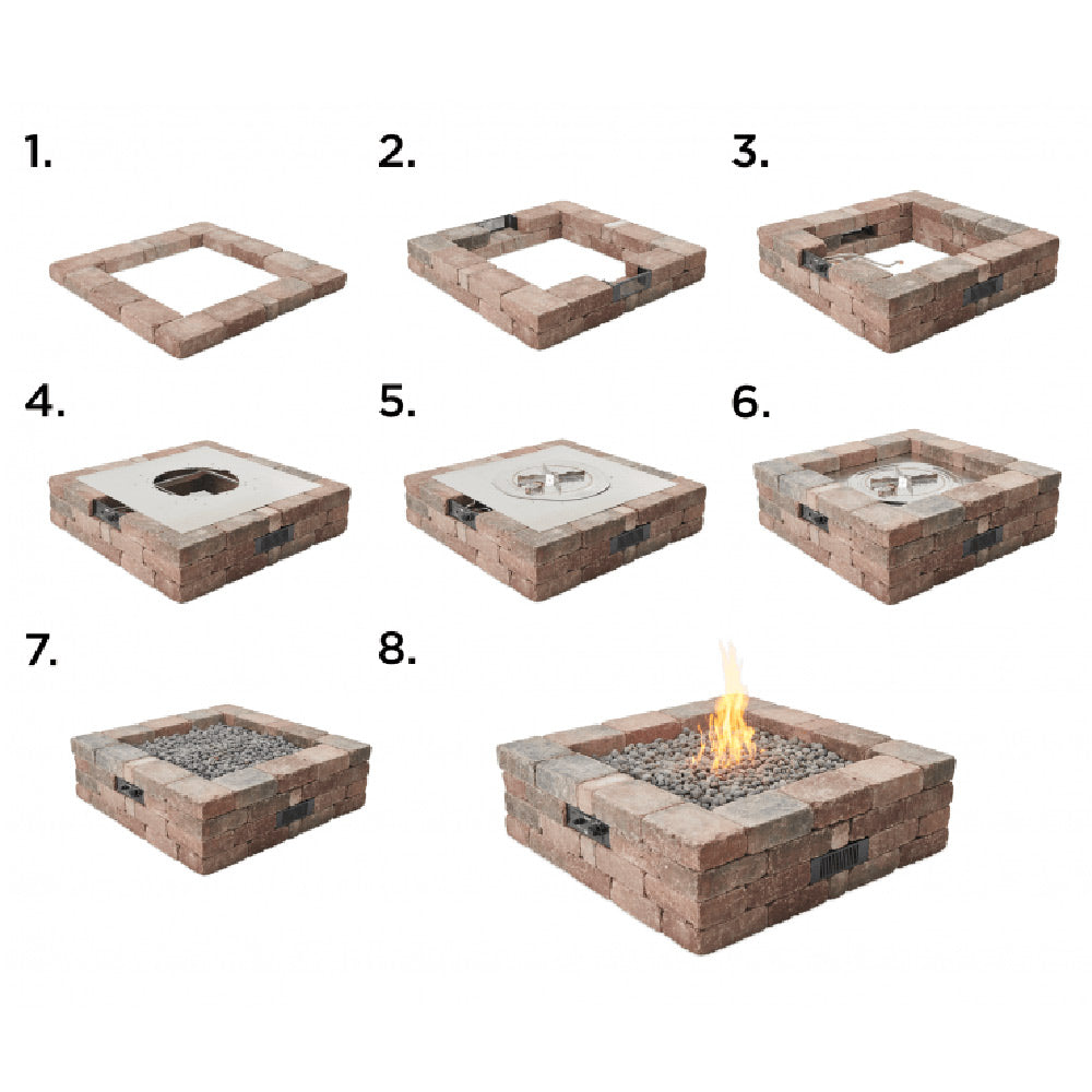 The Outdoor GreatRoom Company BRON5151-K Do-It-Yourself Bronson Square Gas Fire Pit Kit, 51.25x51.25-Inch