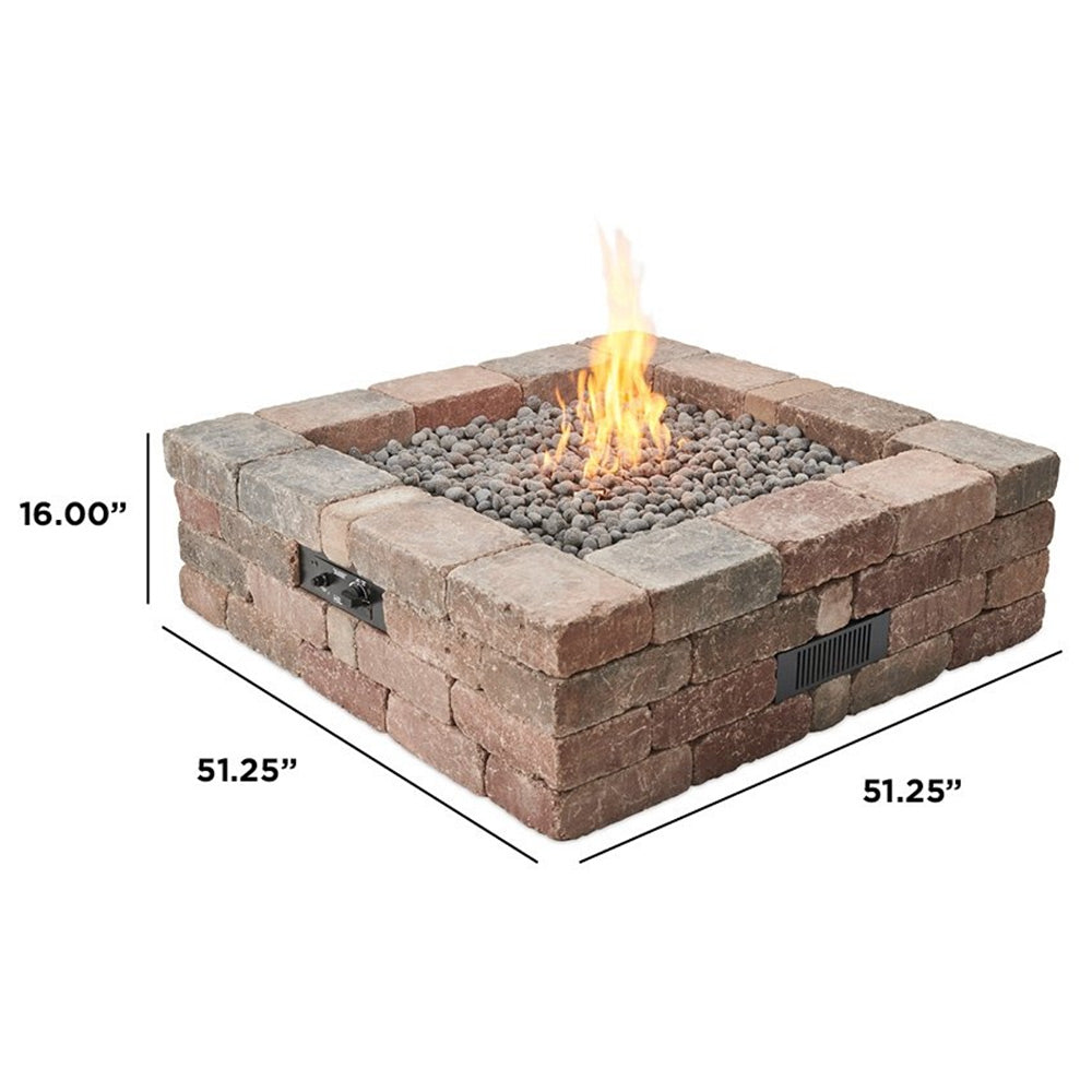 The Outdoor GreatRoom Company BRON5151-K Do-It-Yourself Bronson Square Gas Fire Pit Kit, 51.25x51.25-Inch