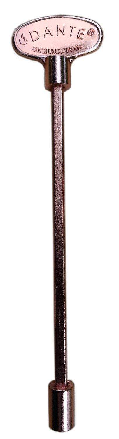 Dante 8-inch universal valve key, copper finish with long shaft and round head.