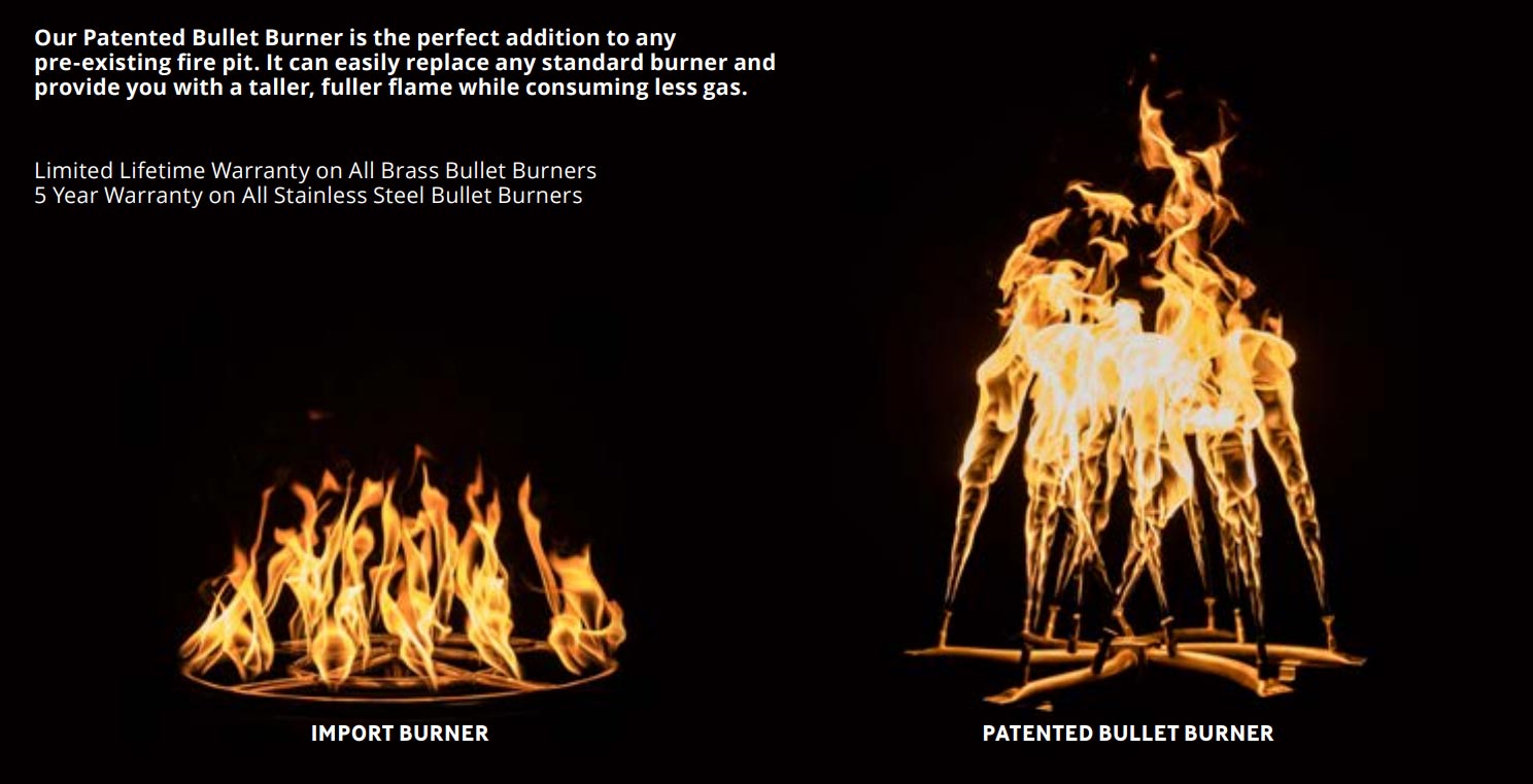 The Outdoor Plus Brass Linear Bullet Gas Fire Pit Burner