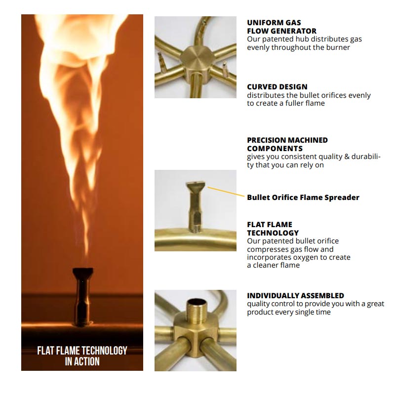 The Outdoor Plus Brass Linear Bullet Gas Fire Pit Burner