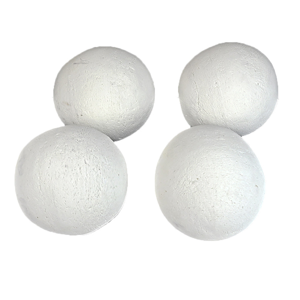 White cannon balls set of four, round foam-style spheres for fireplace decor