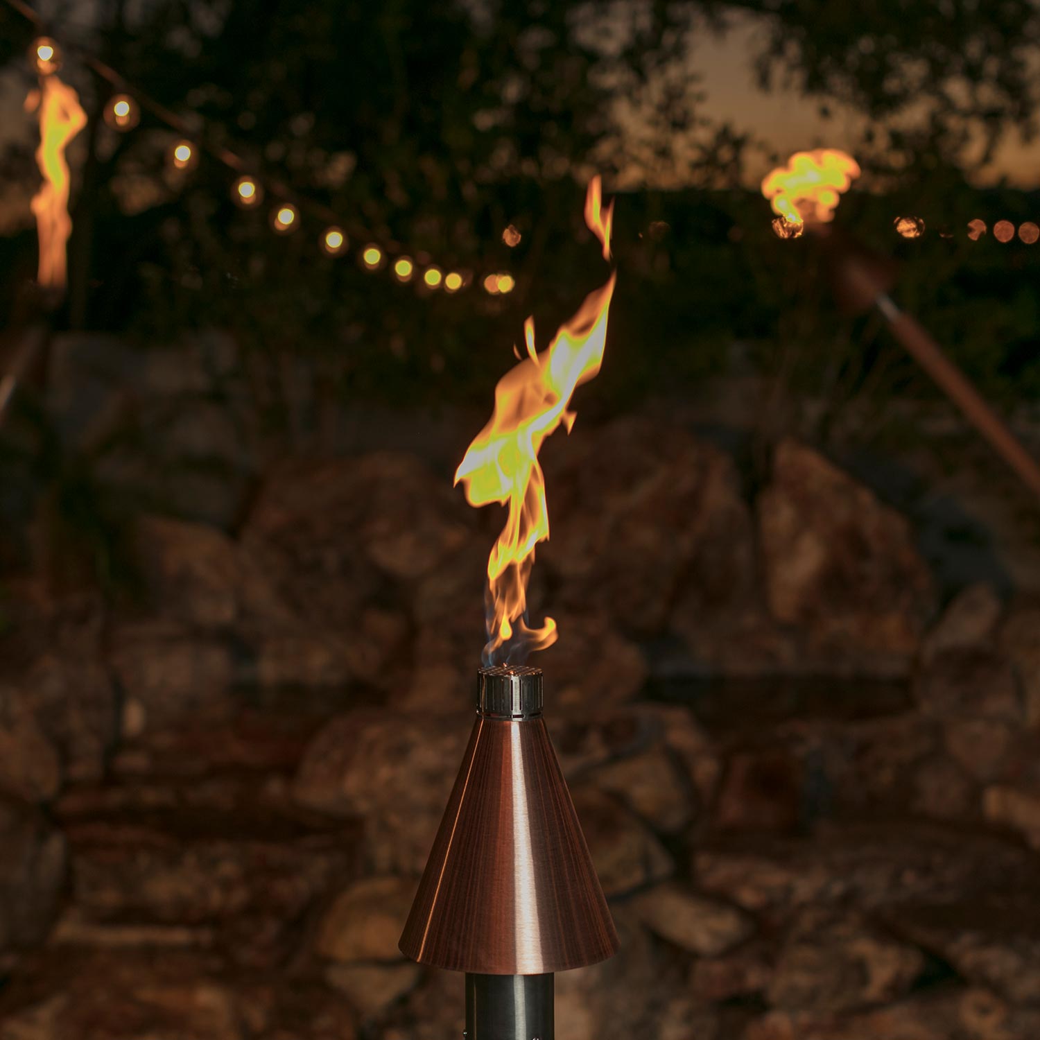 Fire by Design Copper Cone Gas Torch Head with Black Powder-Coated Pole