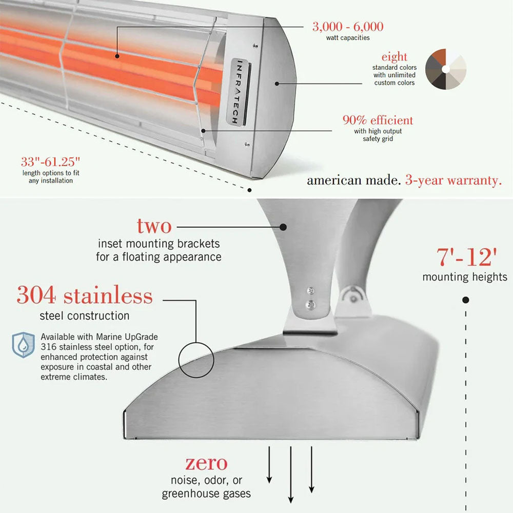 Infratech CD Series Dual Element Infrared Electric Patio Heater