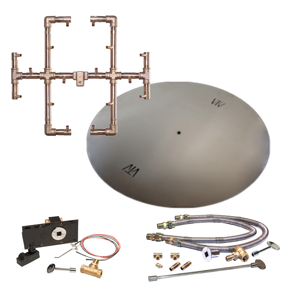 Warming Trends Crossfire Brass Burner Kit with 36-Inch Square Plate, Push Button Ignition