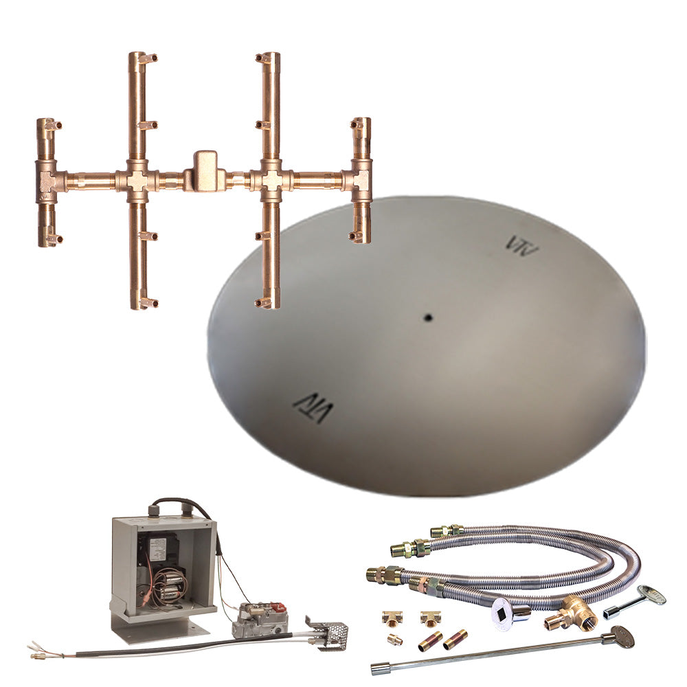Crossfire by Warming Trends CFBCT-3VIK 3 Volt Electronic Spark Ignition Round Tree-Style Brass Gas Fire Pit Burner Kit