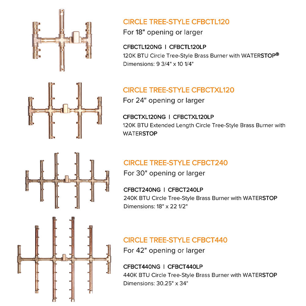 Crossfire by Warming Trends CFBCT Match Light Round Tree-Style Brass Gas Fire Pit Burner