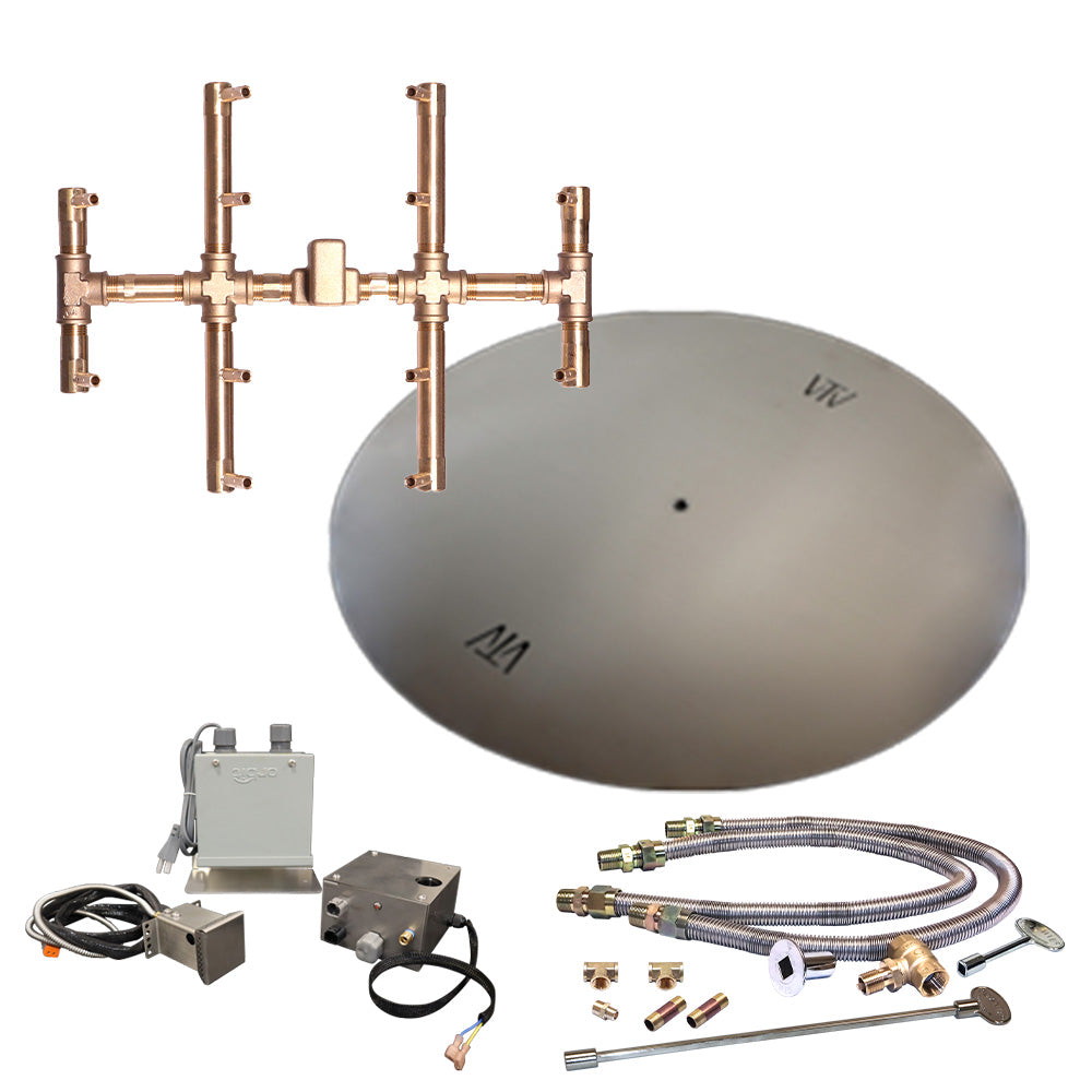 Crossfire by Warming Trends 24 Volt Platinum Electronic Ignition Round Tree-Style Brass Gas Fire Pit Burner Kit