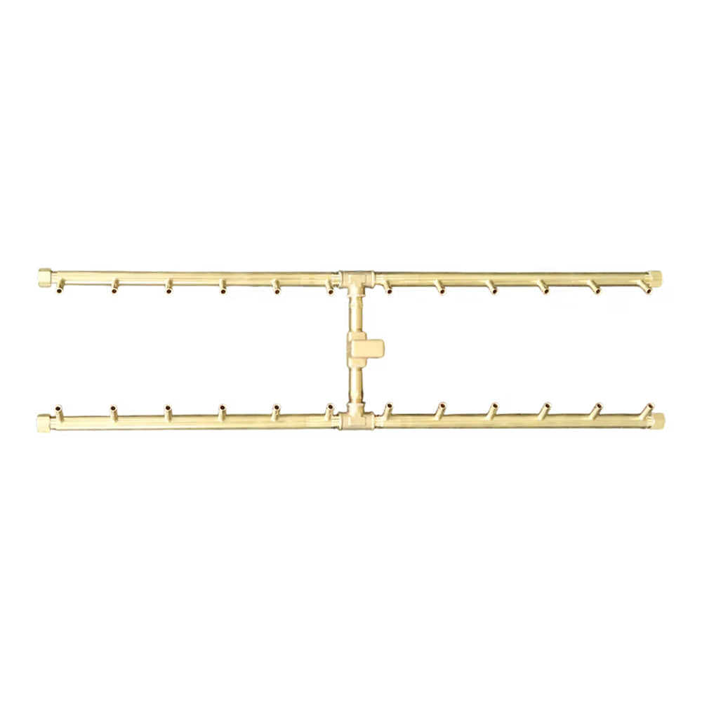 Warming Trends Crossfire H-Style Brass Fire Pit Burner, 35.62 x 9.25-Inch, Match Light