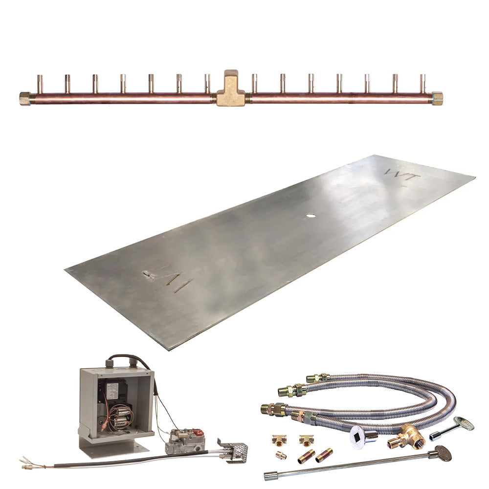 Crossfire by Warming Trends CFBL-3VIK 3 Volt Electronic Spark Ignition Linear Brass Gas Fire Pit Burner Kit