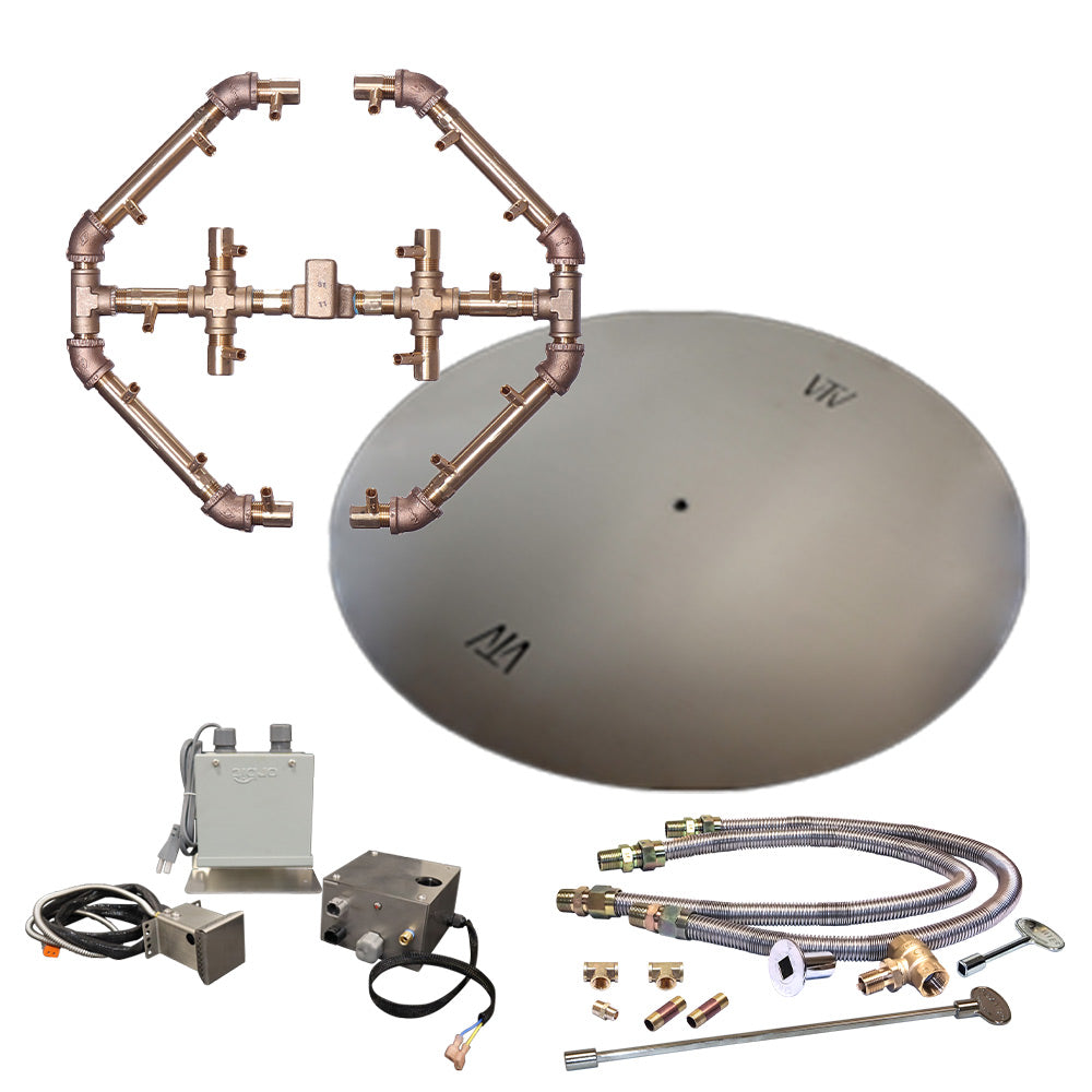 Crossfire by Warming Trends 24 Volt Platinum Electronic Ignition Octagonal Brass Gas Fire Pit Burner Kit