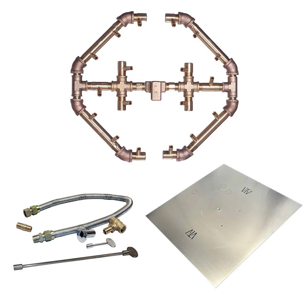 Warming Trends Crossfire Octagonal Match Lit Burner Kit with 24-Inch Square Plate, Natural Gas