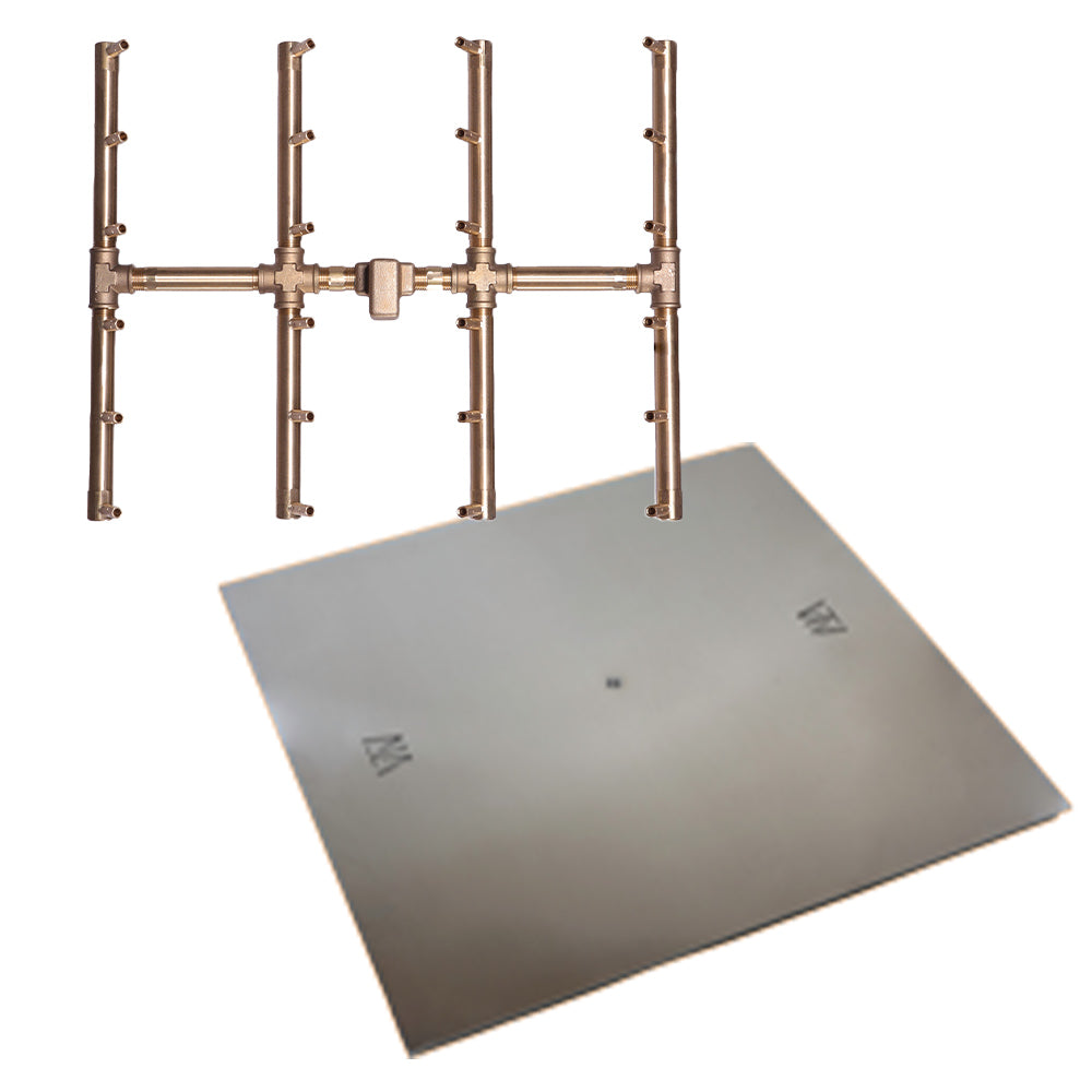 Crossfire by Warming Trends CFBST Match Light Square Tree-Style Brass Gas Fire Pit Burner