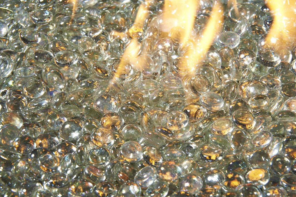 Fire glass gems in clear and amber tones, diamond crystal style