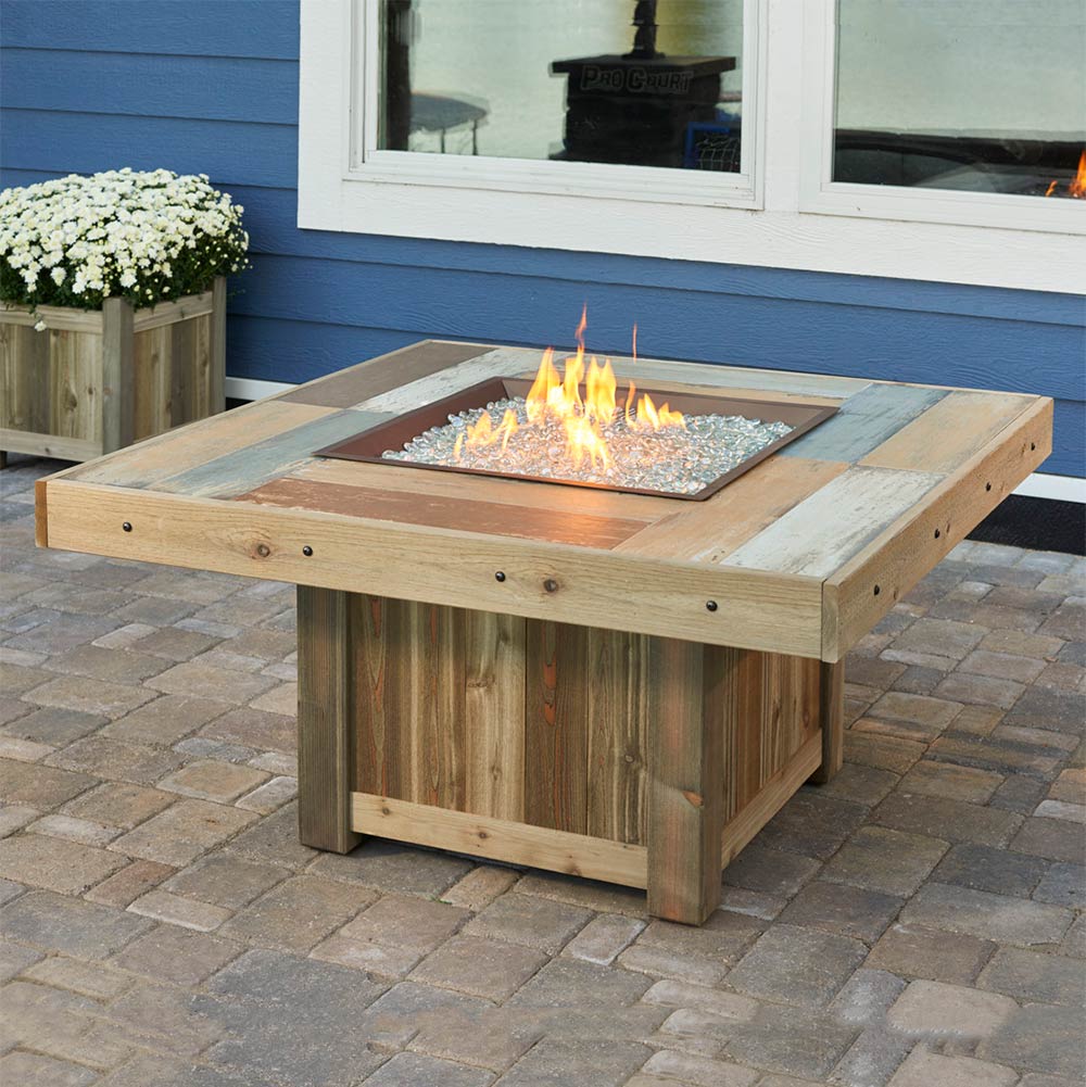 The Outdoor GreatRoom Company CFPDSI-SQ Square Crystal Fire Plus Stainless Steel Gas Burner, Bowl Pan