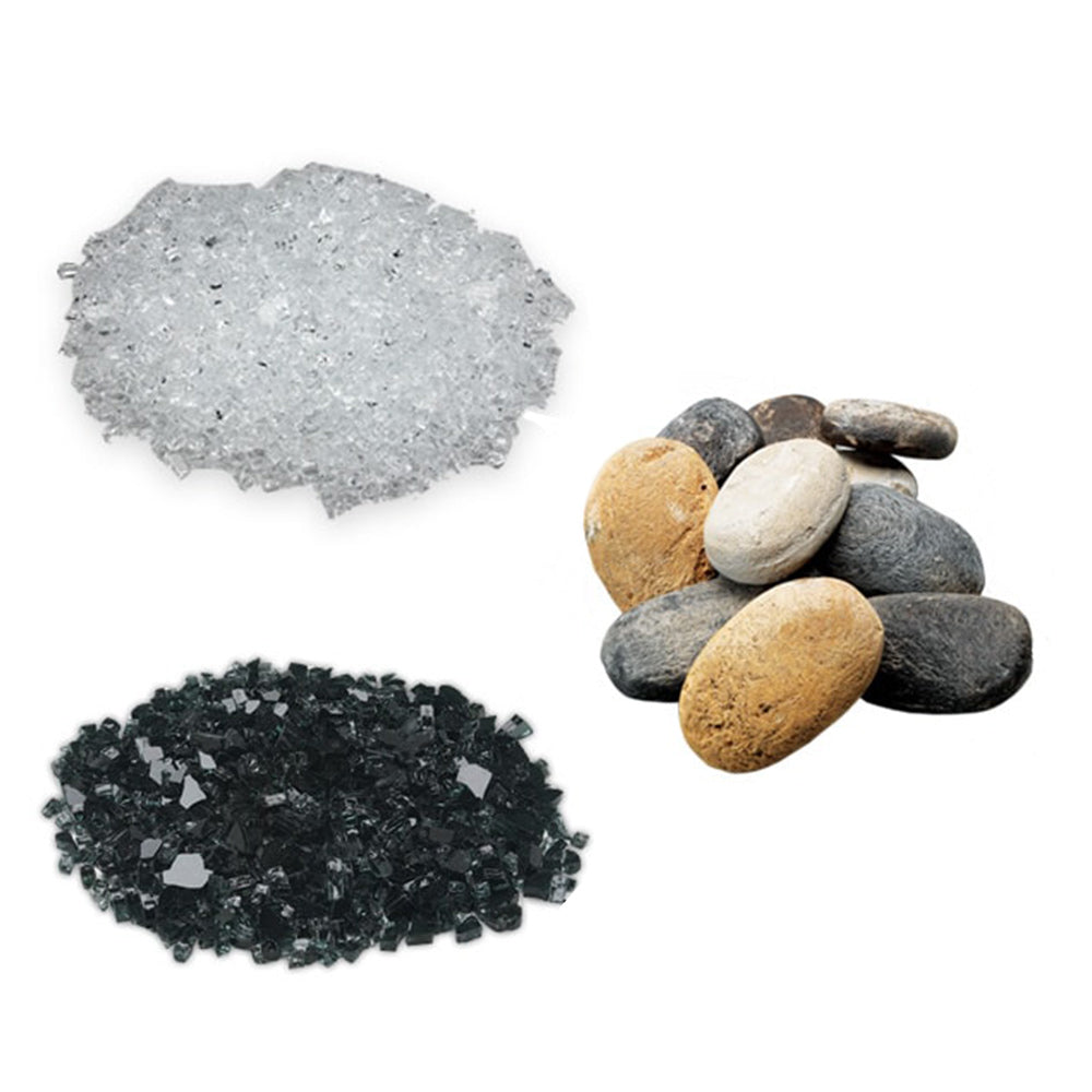Quartz conversion kit with light gray chips, black gravel, and assorted natural stones