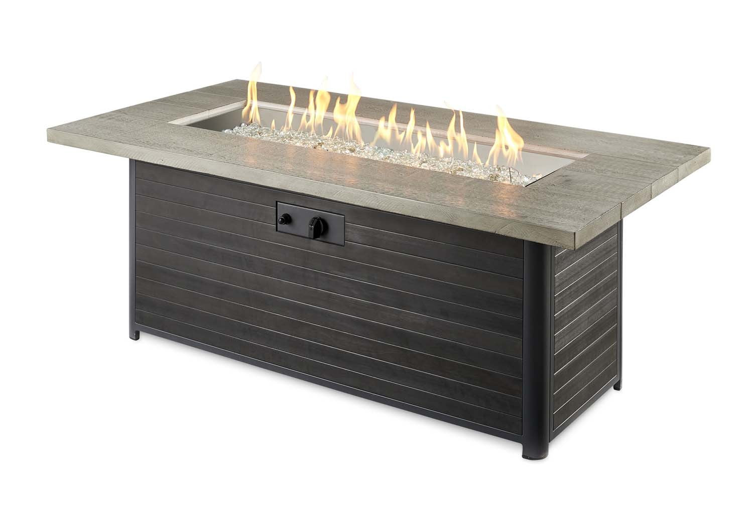The Outdoor GreatRoom Company CR-1242-K Cedar Ridge Gas Fire Pit Table, Rectangular, 32x61-Inches