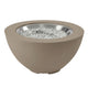 Latte brown gas fire pit bowl with stainless rim and clear fire glass burner media