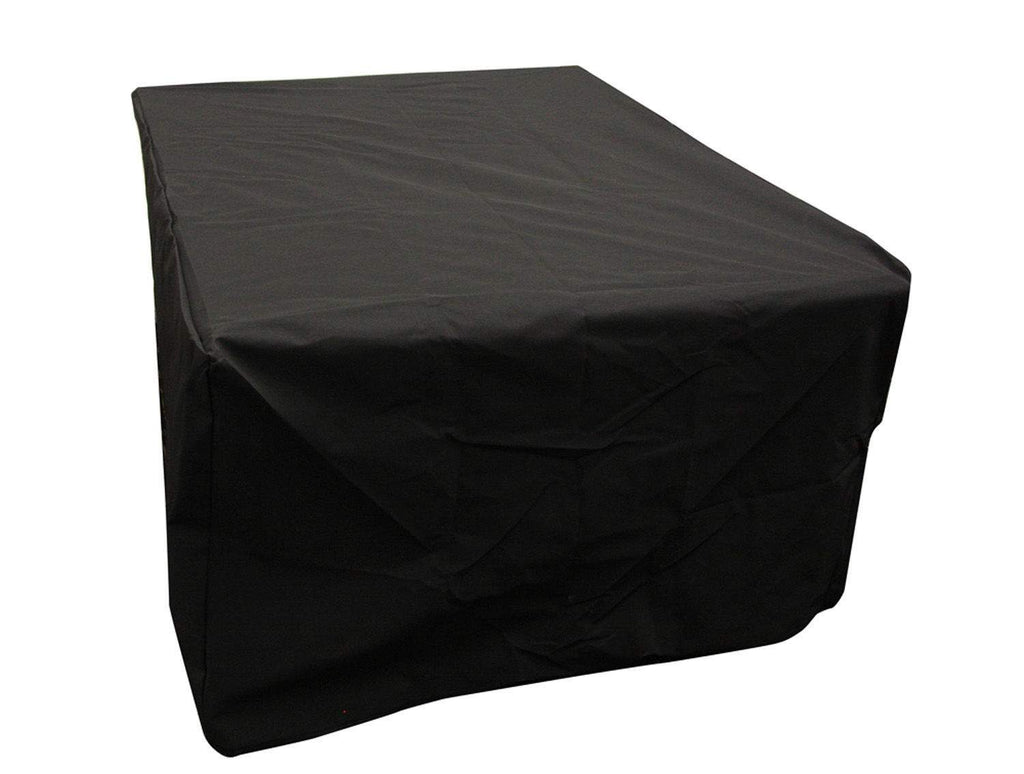 Rectangular vinyl cover for outdoor furniture, dark fabric with soft folds