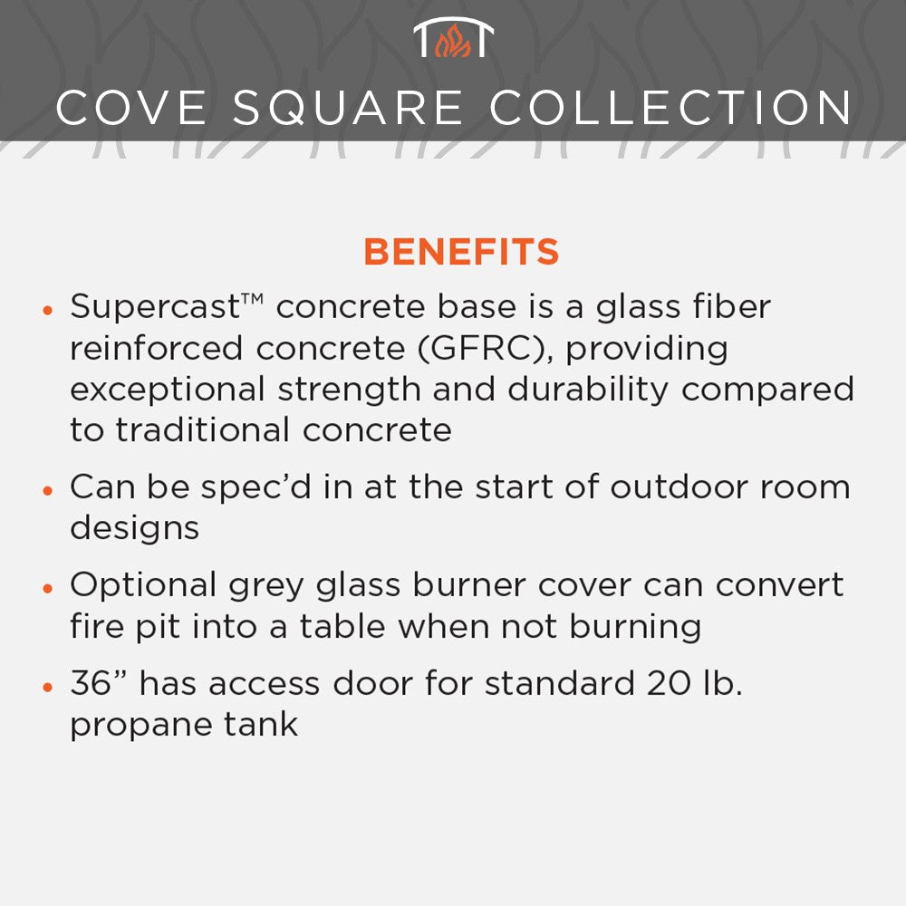 The Outdoor GreatRoom Company Cove 36-Inch Square Gas Fire Pit Table
