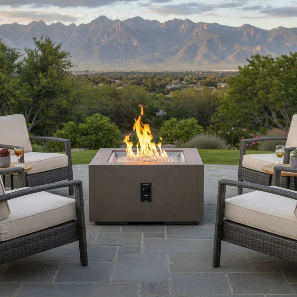 The Outdoor GreatRoom Company Cove 42-Inch Square Gas Fire Pit Table