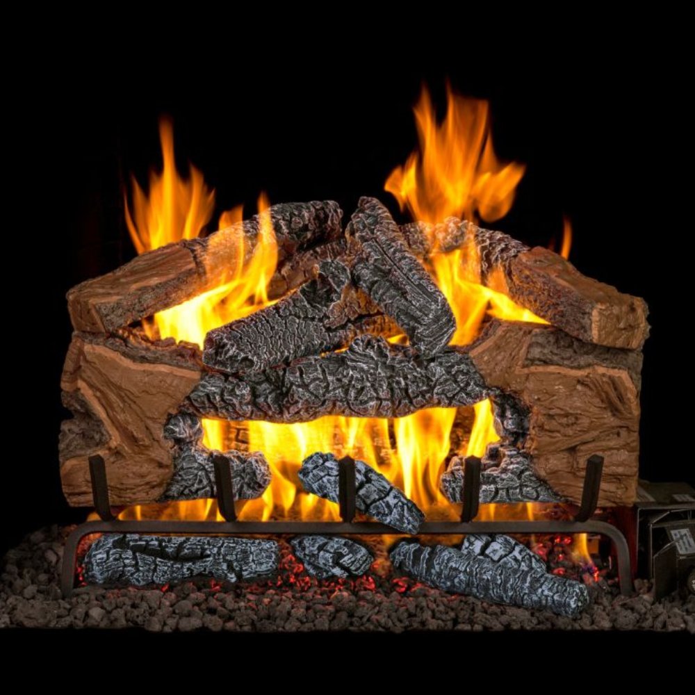 Real Fyre Charred Cinder Split Vented Gas Log Set, Stainless Steel, ANSI Certified