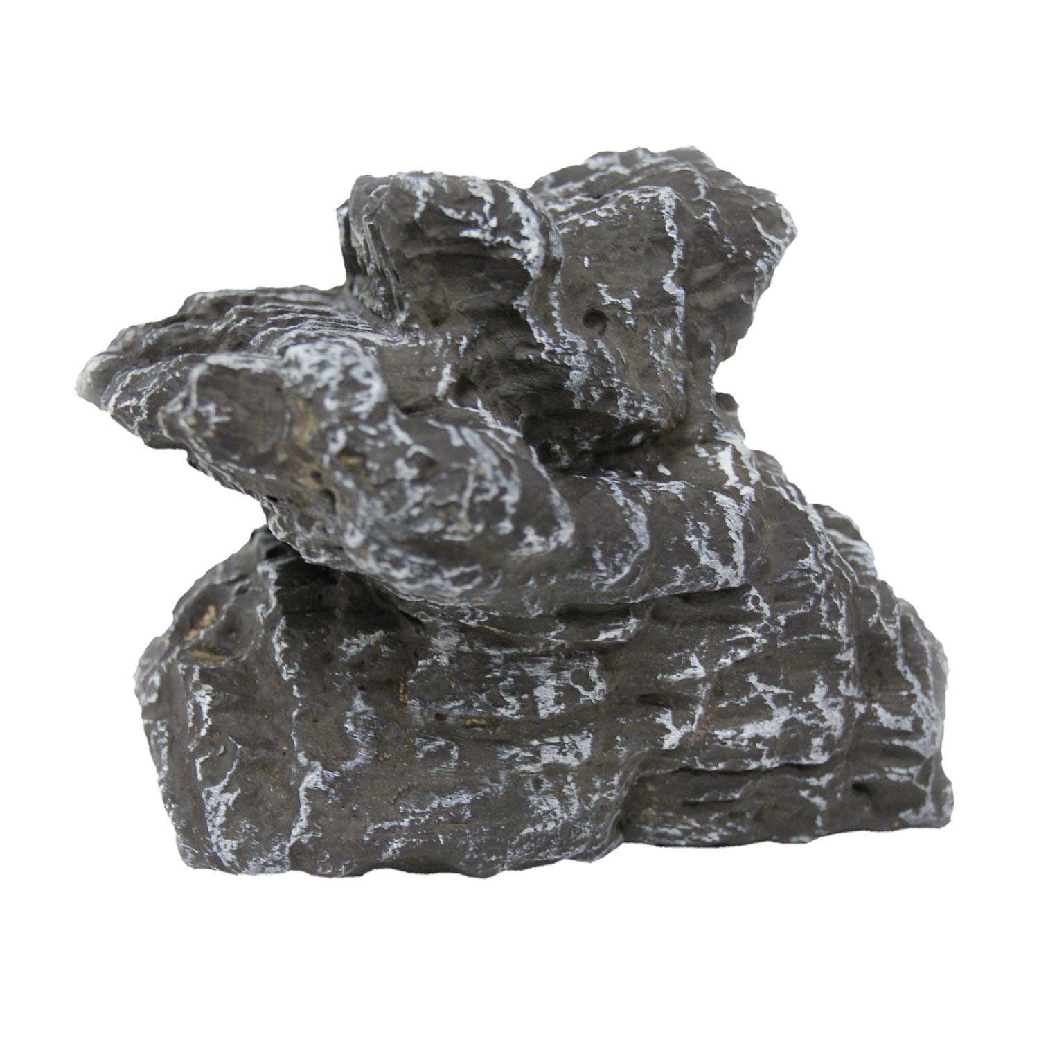 Charred series rock chunk, dark gray with white speckled texture