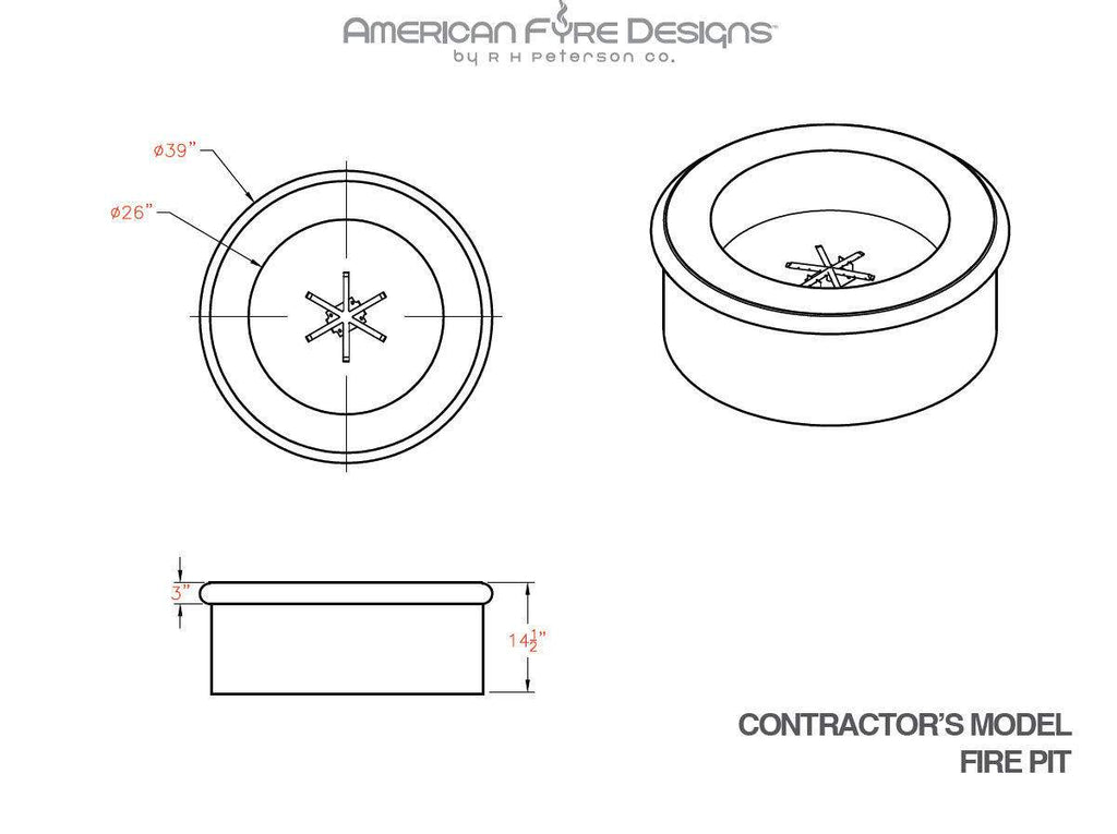 American Fyre Designs Contractor Model 39-Inch Round GFRC Gas Fire Pit