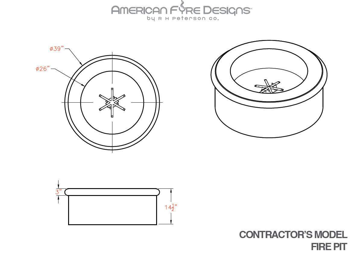 American Fyre Designs Contractor Model 39-Inch Round GFRC Gas Fire Pit