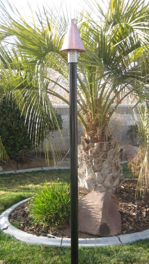 Fire by Design Copper Cone Gas Torch Head with Black Powder-Coated Pole