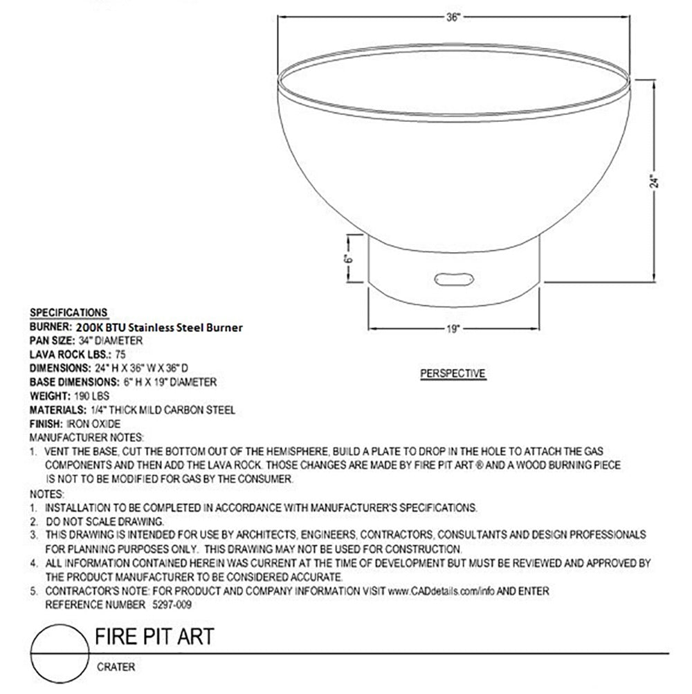 Fire Pit Art CRC Crater Gas Fire Pit