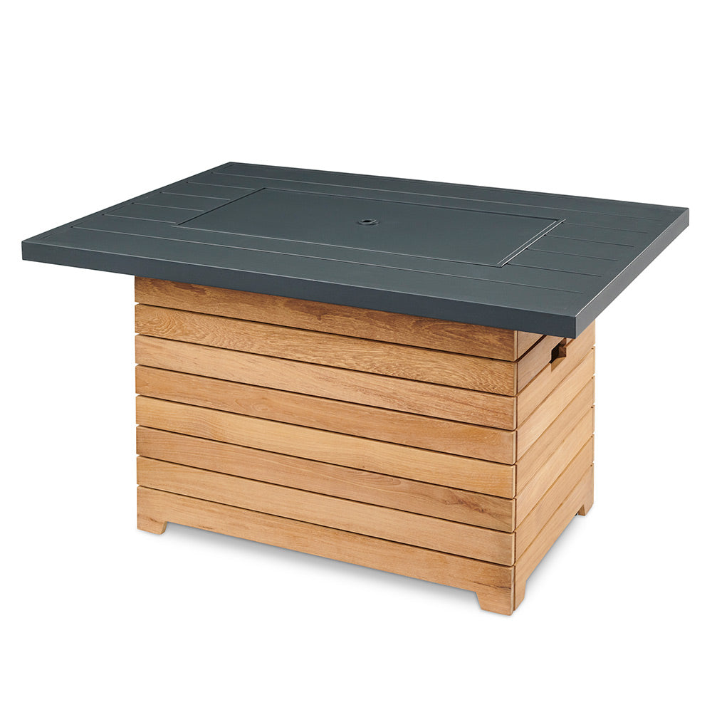 The Outdoor GreatRoom Company DAR-1224-K Darien Gas Fire Pit Table with Aluminum Top and Teak Base, 42x30-Inch