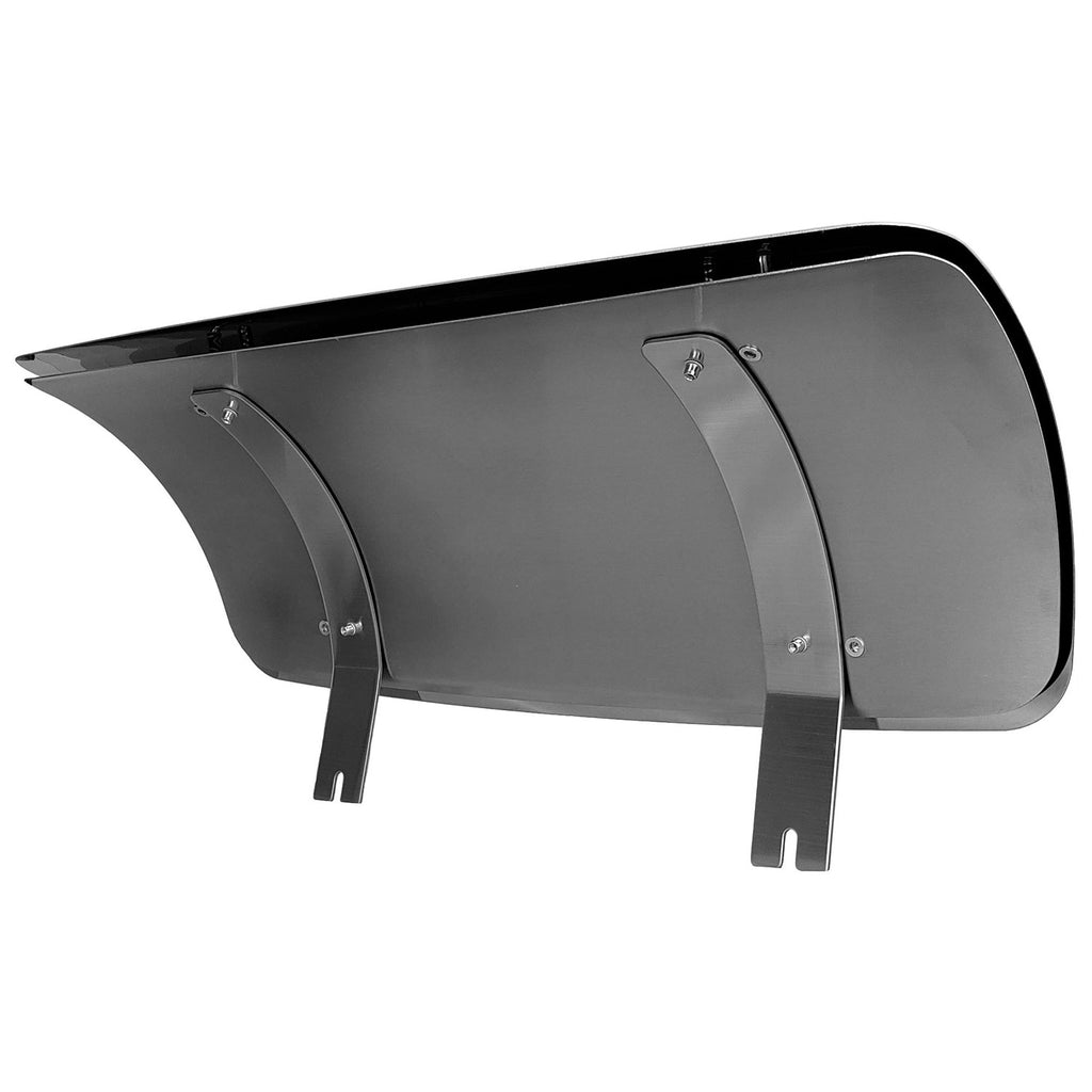 Bromic heat deflector with curved side brackets and dark gray finish