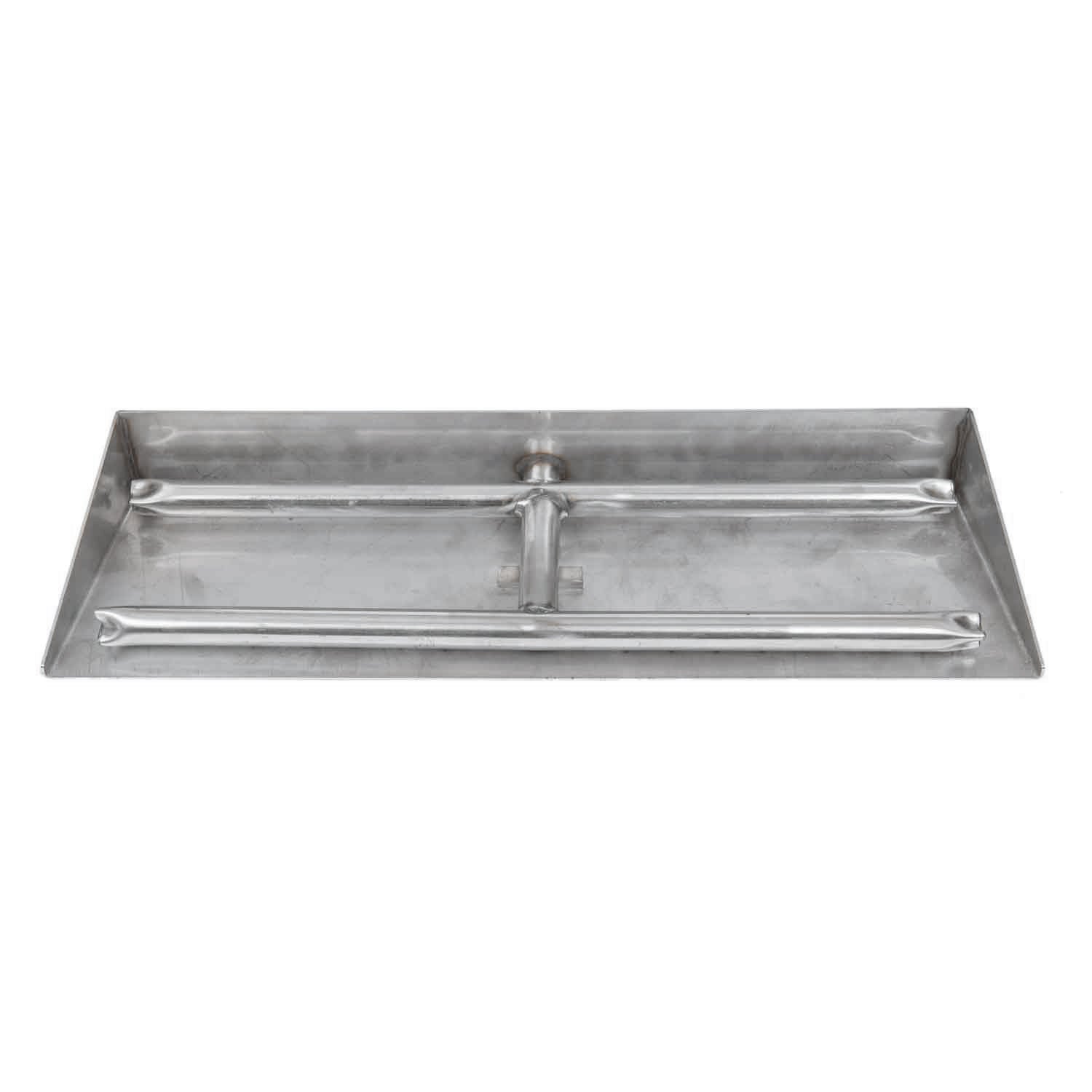 Stainless steel ember pan with raised sides and central handle