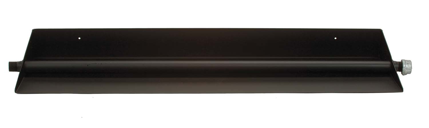Gas ember pan with rectangular black cover and side end valve fitting