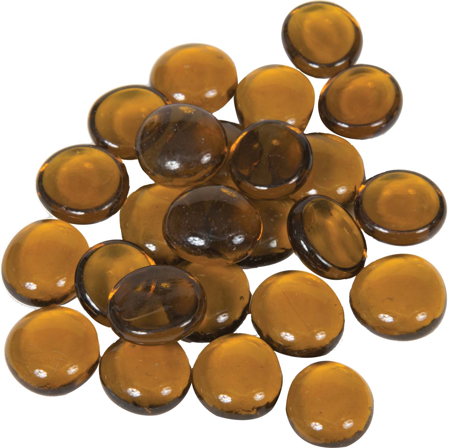 Amber round fire beads, glossy translucent glass, 3/4-inch