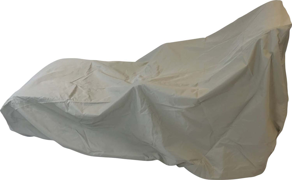 Beige patio sofa cover with contoured shape and tailored fit, protective outdoor cover
