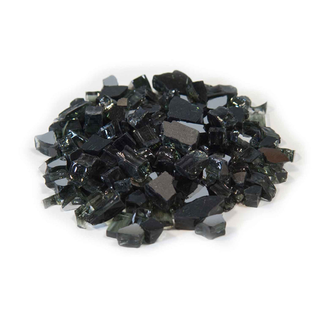 Black reflective fire glass chunks, 1/4-inch