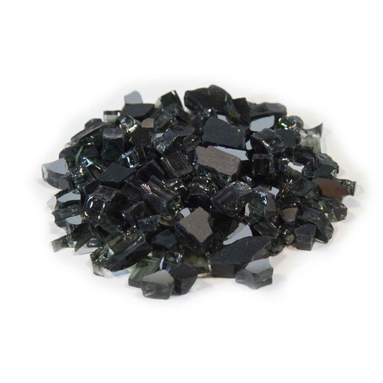 Black reflective fire glass chunks, 1/4-inch