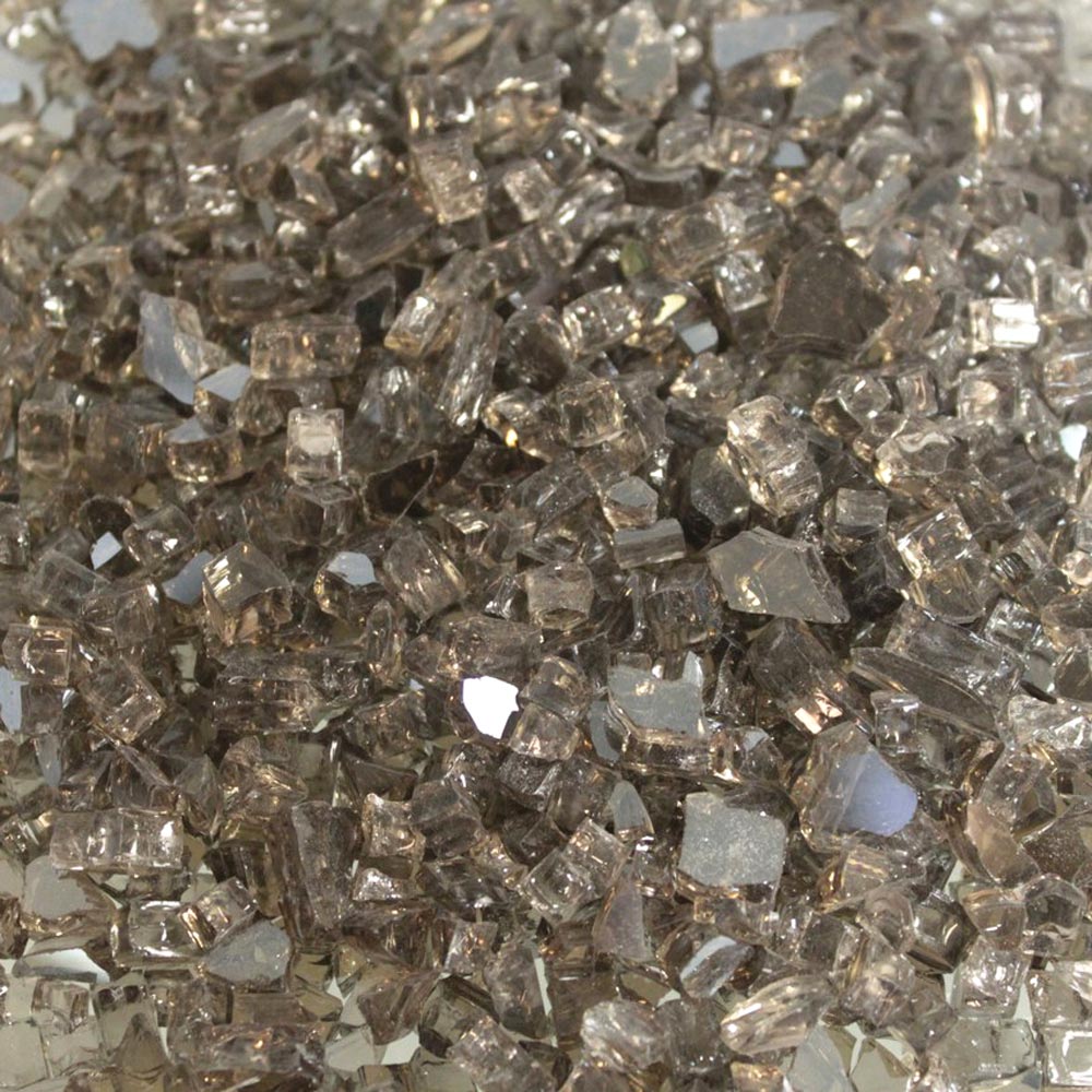 Bronze decorative crushed glass pieces with reflective crushed square fragments