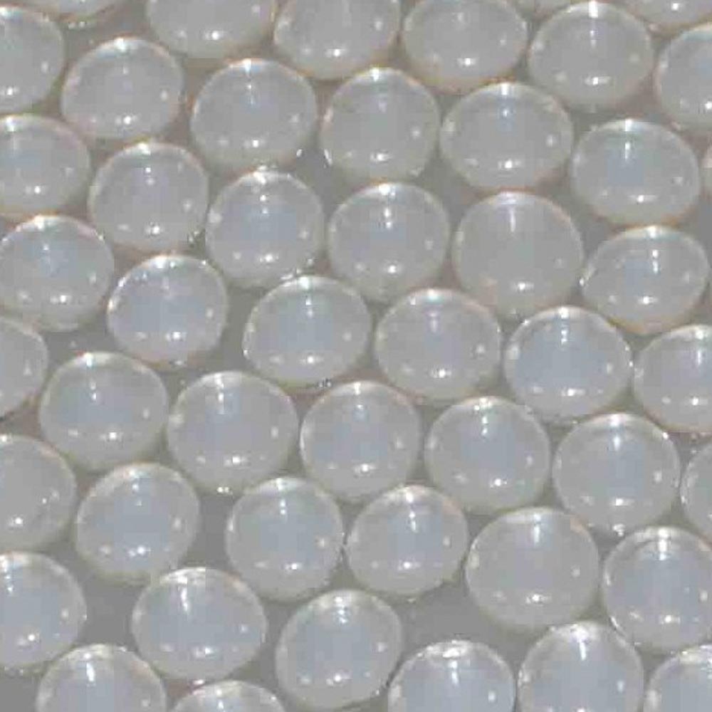 Decorative glass droplets with icy white opalescent finish, round beads