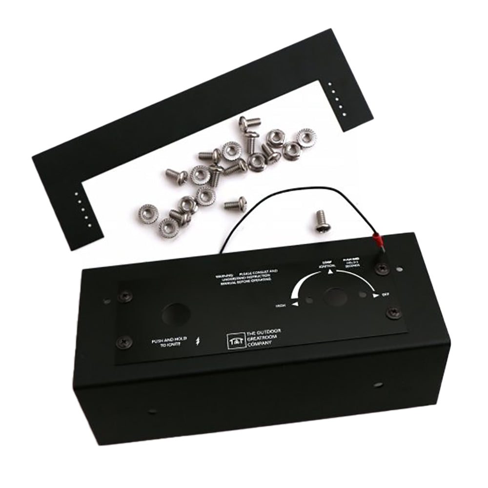 Gas fire pit control box with mounting hardware and screws