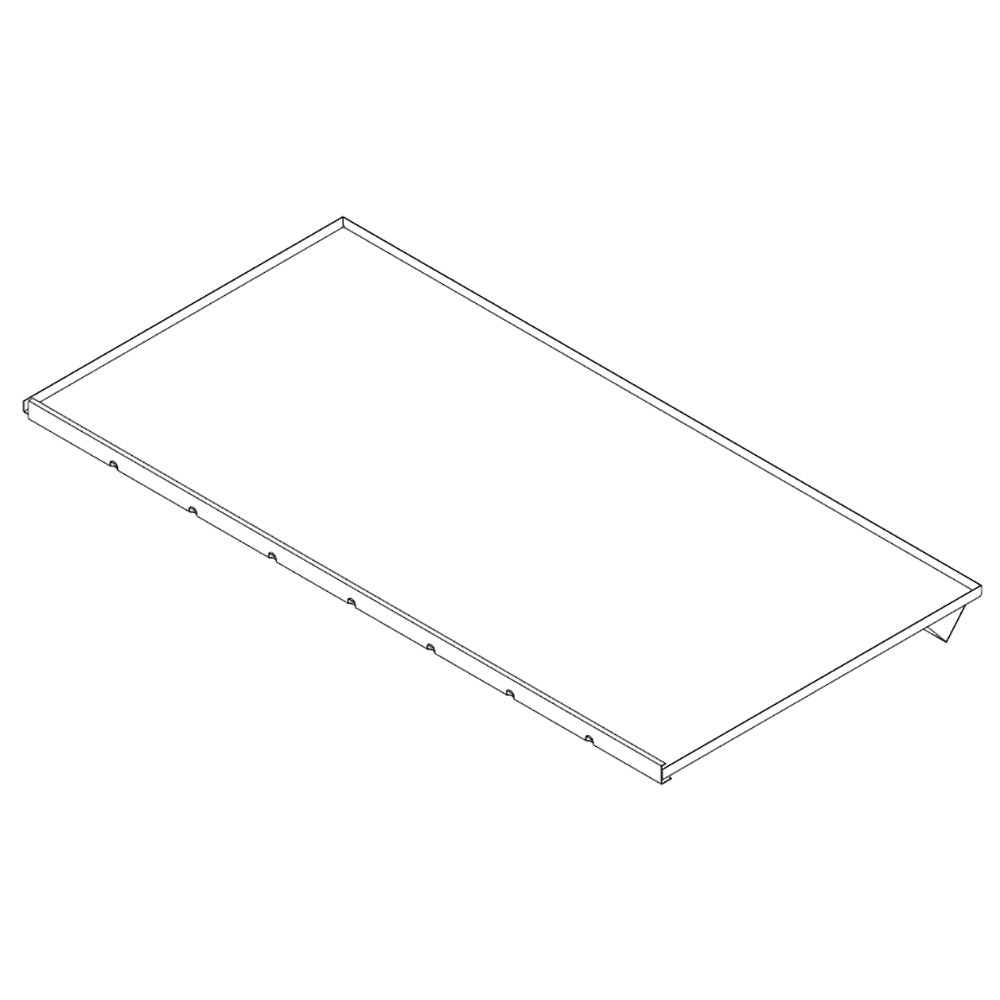 Rectangular 36-inch stainless drain pan with raised rim and drain holes