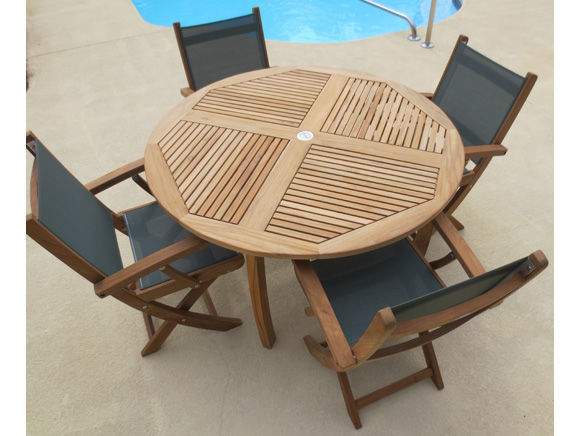 Royal Teak Collection Round Dolphin Teak Table, 50-Inch