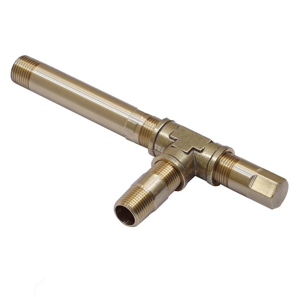 Brass drip leg kit with threaded male ends and valve handle