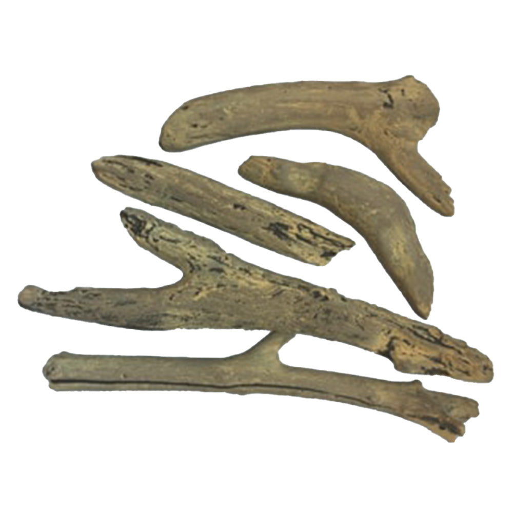 Driftwood log set with multiple natural tan-brown wood pieces